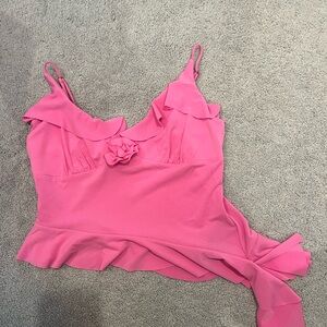 Pink Ruffle Sleeveless Top